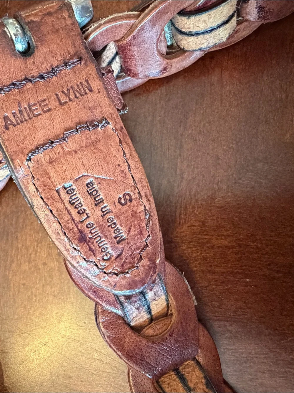 Aimee Lynn Vintage Women's Braided 100% Leather Belt in Brown